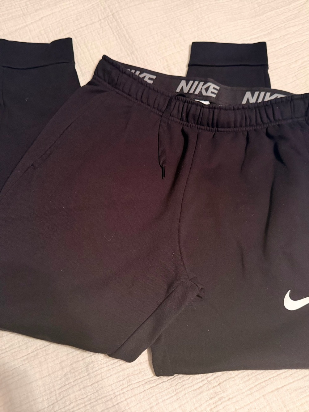 Nike Black Mens Athletic Joggers with White Swoosh